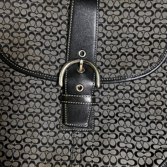 SOLD Coach Soho Y2K Signature Black & Grey Jacquard Buckle Flap Shoulder Bag - Picture 6 of 10
